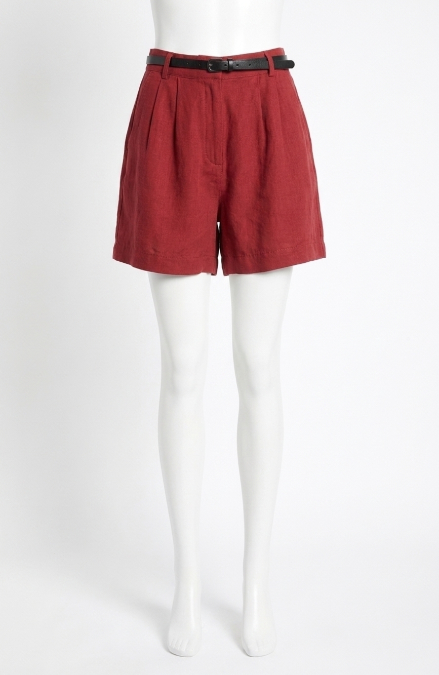 NEW FRENCH CONNECTION birdie linen walking short in brick red